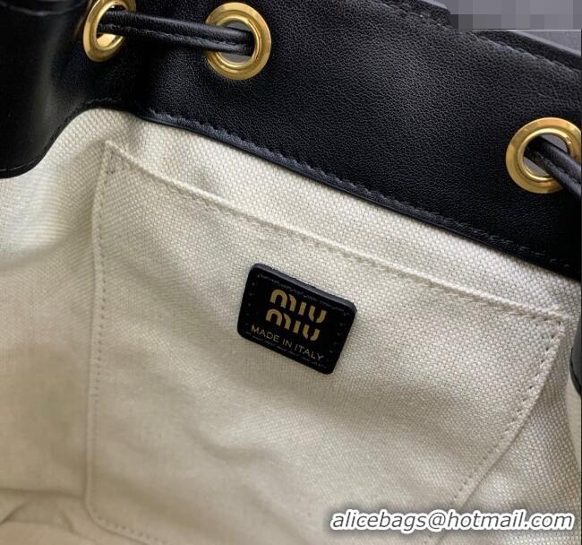 Top Quality Miu Miu Calf Leather backpack bag 5BZ043 Black 2025