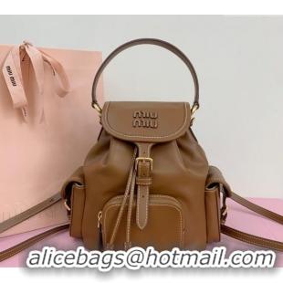 Market Sells Miu Miu Calf Leather backpack bag 5BZ043 Brown 2025