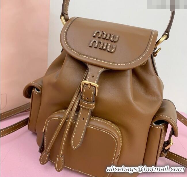 Market Sells Miu Miu Calf Leather backpack bag 5BZ043 Brown 2025