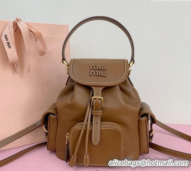 Market Sells Miu Miu Calf Leather backpack bag 5BZ043 Brown 2025