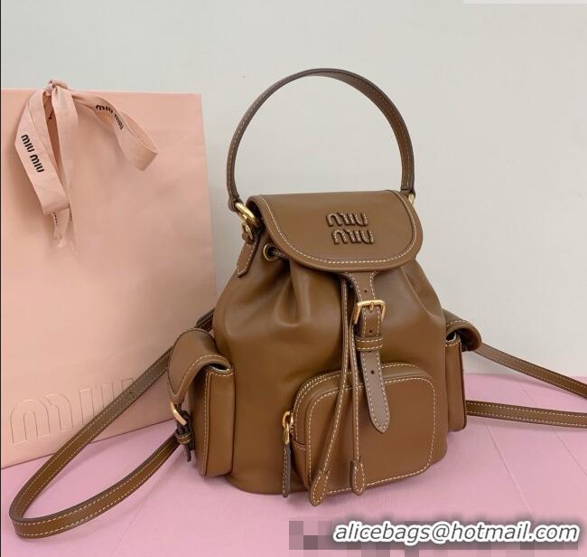 Market Sells Miu Miu Calf Leather backpack bag 5BZ043 Brown 2025