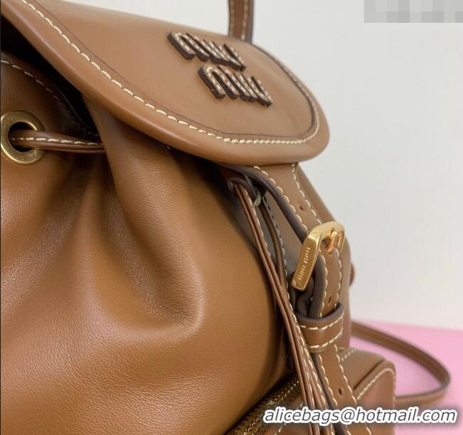 Market Sells Miu Miu Calf Leather backpack bag 5BZ043 Brown 2025