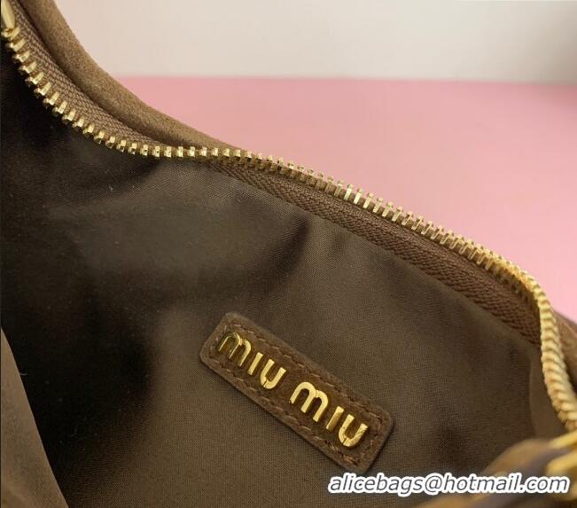 Modern Classic Miu Miu Wander Matelasse Suede Small Hobo bag 5BC125 Brown 2025