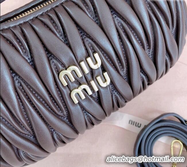 Luxury Classic Miu Miu Wander Matelasse Nappa Leather Small Hobo bag 5BC125 Briarwood Brown 2025