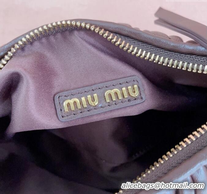 Luxury Classic Miu Miu Wander Matelasse Nappa Leather Small Hobo bag 5BC125 Briarwood Brown 2025