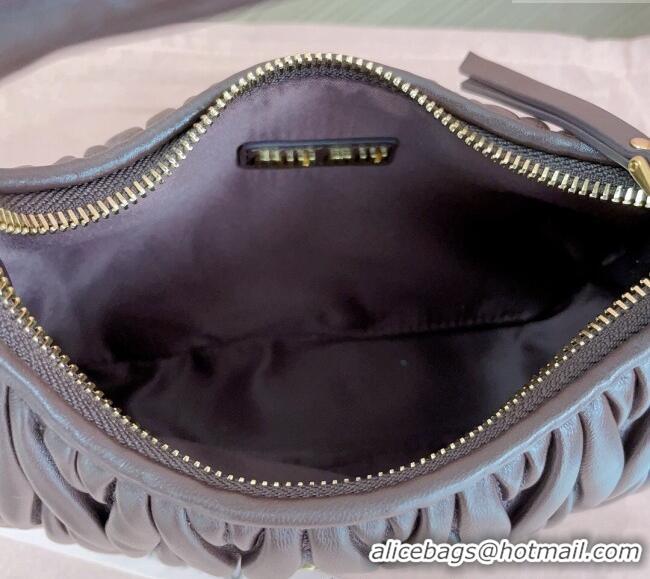 Luxury Classic Miu Miu Wander Matelasse Nappa Leather Small Hobo bag 5BC125 Briarwood Brown 2025