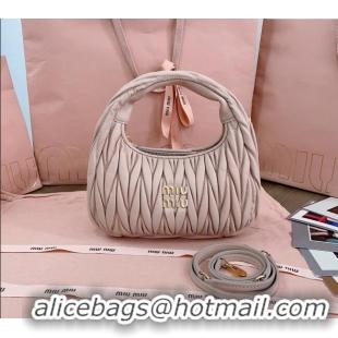 Buy Cheap Miu Miu Wander Matelasse Nappa Leather Small Hobo bag 5BC125 Light Pink 2025