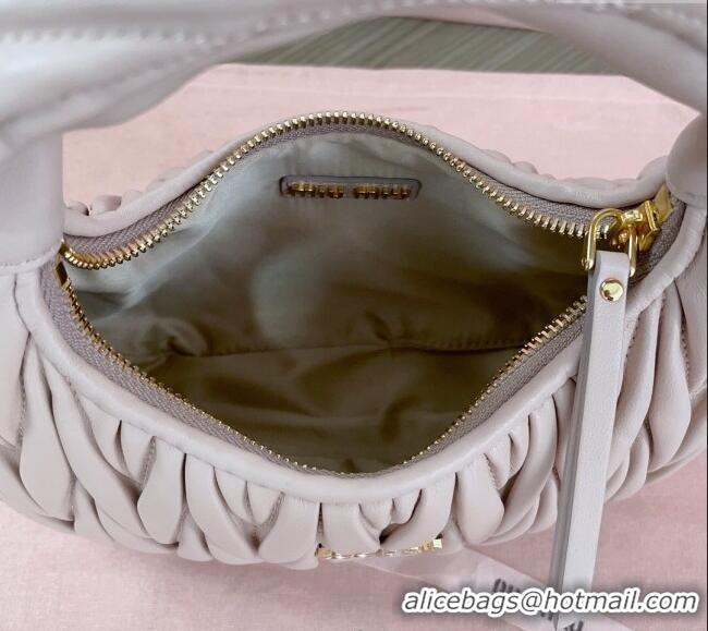 Buy Cheap Miu Miu Wander Matelasse Nappa Leather Small Hobo bag 5BC125 Light Pink 2025