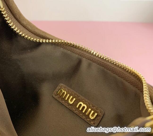 Luxurious Miu Miu Wander Matelasse Suede Medium Hobo bag 5BC153 Brown 2025