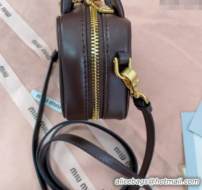 Cheapest Miu Miu Beau Leather micro-bag 5NR020 Briarwood Brown 2025