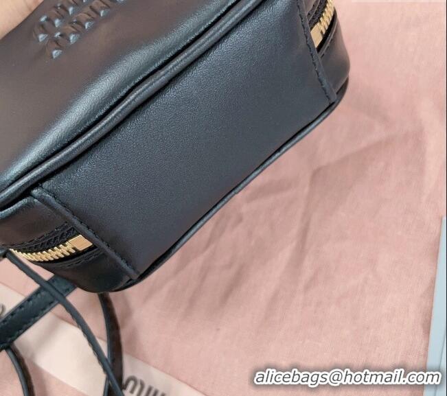 Luxury Classic Miu Miu Beau Leather micro-bag 5NR020 Black 2025