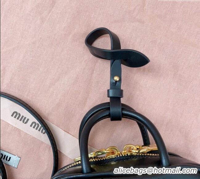 Luxury Classic Miu Miu Beau Leather micro-bag 5NR020 Black 2025