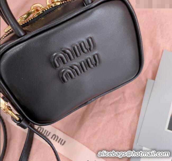 Luxury Classic Miu Miu Beau Leather micro-bag 5NR020 Black 2025