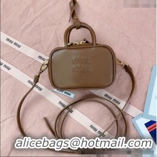 Inexpensive Miu Miu Beau Leather micro-bag 5NR020 Brown 2025