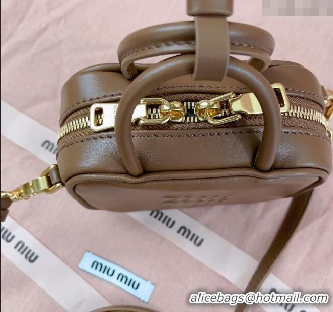 Inexpensive Miu Miu Beau Leather micro-bag 5NR020 Brown 2025