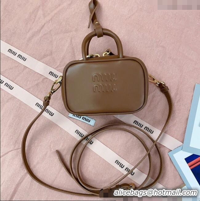 Inexpensive Miu Miu Beau Leather micro-bag 5NR020 Brown 2025