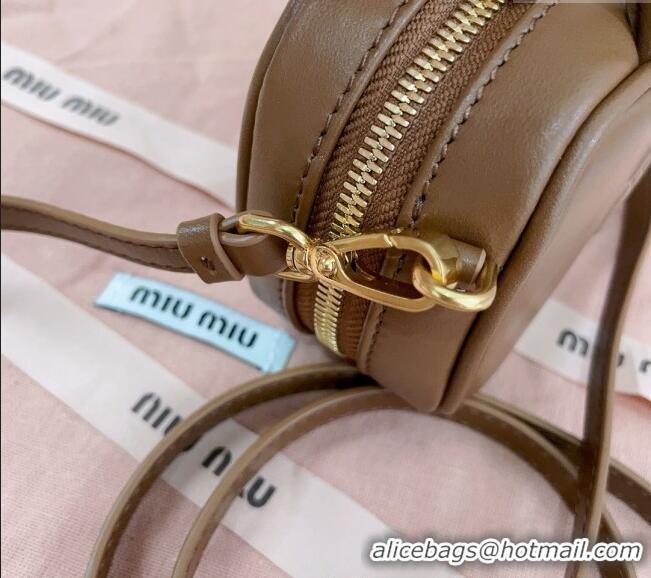 Inexpensive Miu Miu Beau Leather micro-bag 5NR020 Brown 2025