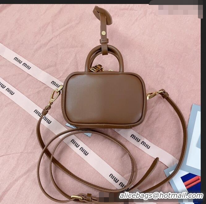 Inexpensive Miu Miu Beau Leather micro-bag 5NR020 Brown 2025