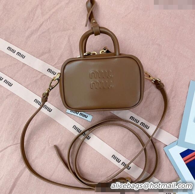 Inexpensive Miu Miu Beau Leather micro-bag 5NR020 Brown 2025