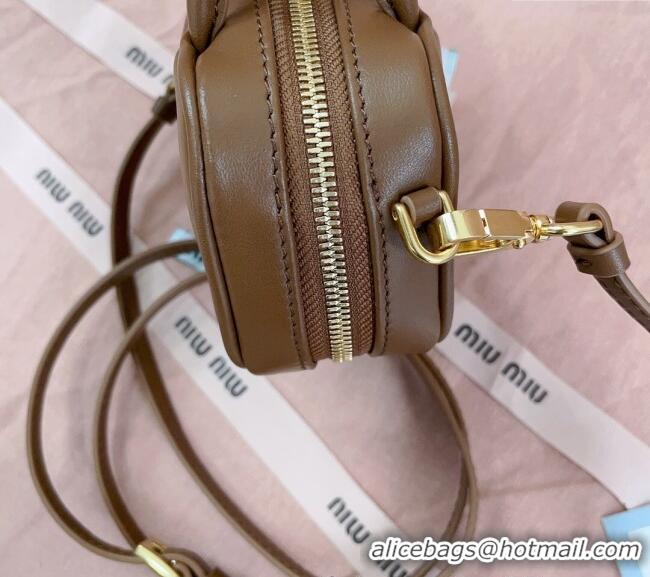 Inexpensive Miu Miu Beau Leather micro-bag 5NR020 Brown 2025