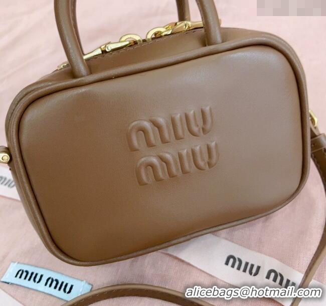 Inexpensive Miu Miu Beau Leather micro-bag 5NR020 Brown 2025