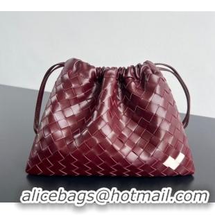 Original Cheap Bottega Veneta LOVE Medium Dustbag in Intrecciato Leather 796728 Barolo Red 2025