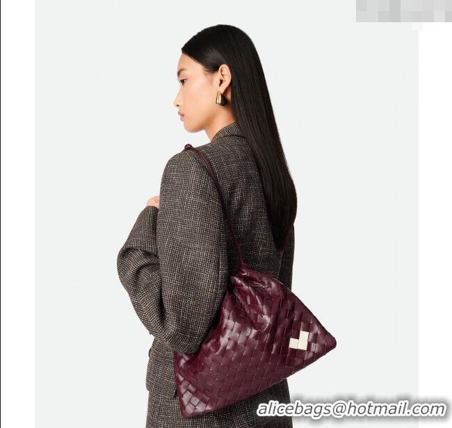 Original Cheap Bottega Veneta LOVE Medium Dustbag in Intrecciato Leather 796728 Barolo Red 2025