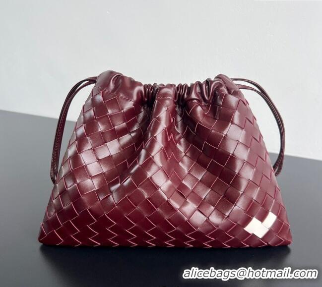 Original Cheap Bottega Veneta LOVE Medium Dustbag in Intrecciato Leather 796728 Barolo Red 2025