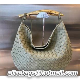 Best Quality Bottega Veneta Large Sardine Bag in Intrecciato Leather Travertine 754988 Green 2025
