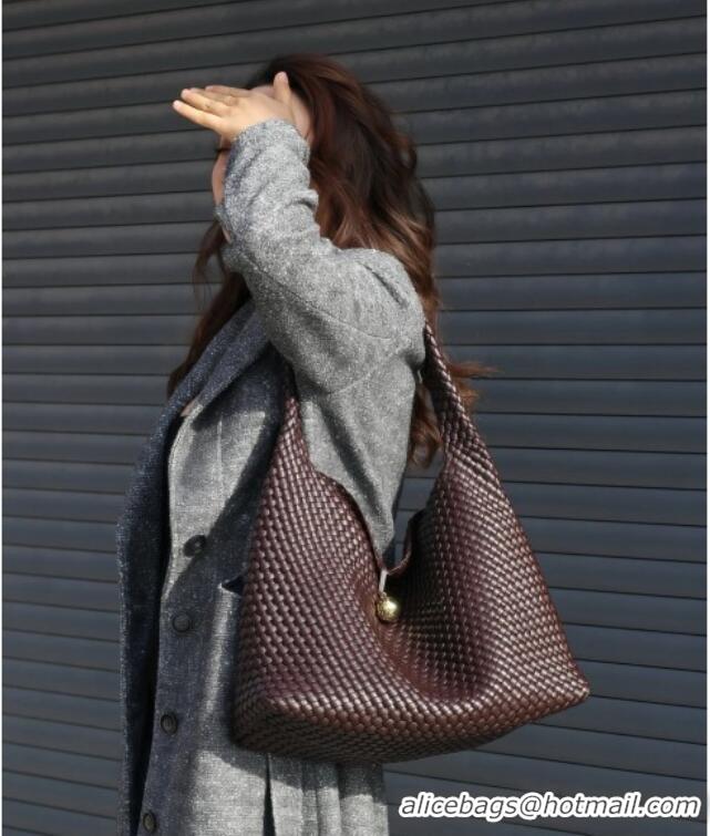 Top Grade Bottega Veneta Tosca Hop Hobo Bag in Intrecciato Leather 70979 Fondant Brown 2025