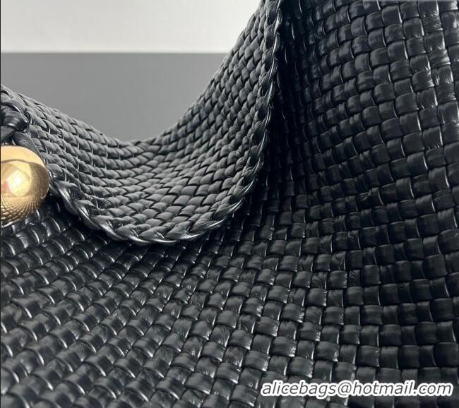 New Design Bottega Veneta Tosca Hop Hobo Bag in Intrecciato Leather 70979 Black 2025