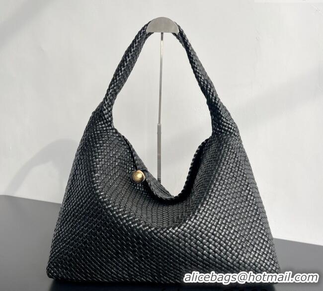 New Design Bottega Veneta Tosca Hop Hobo Bag in Intrecciato Leather 70979 Black 2025