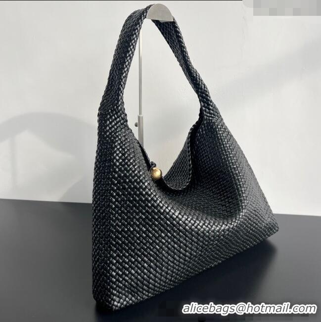 New Design Bottega Veneta Tosca Hop Hobo Bag in Intrecciato Leather 70979 Black 2025