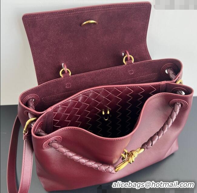 Top Grade Bottega Veneta Medium Ciao Ciao Top Handle Bag in Calf Leather 817231 Barolo Red 2025