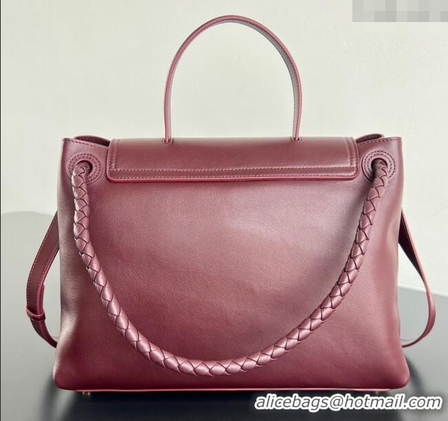 Top Grade Bottega Veneta Medium Ciao Ciao Top Handle Bag in Calf Leather 817231 Barolo Red 2025