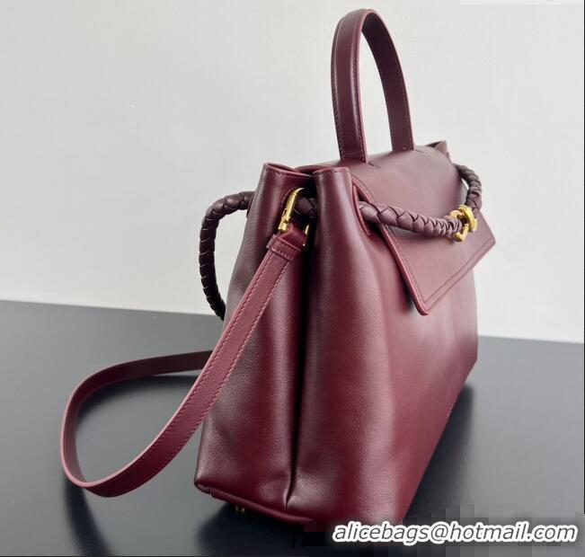 Top Grade Bottega Veneta Medium Ciao Ciao Top Handle Bag in Calf Leather 817231 Barolo Red 2025