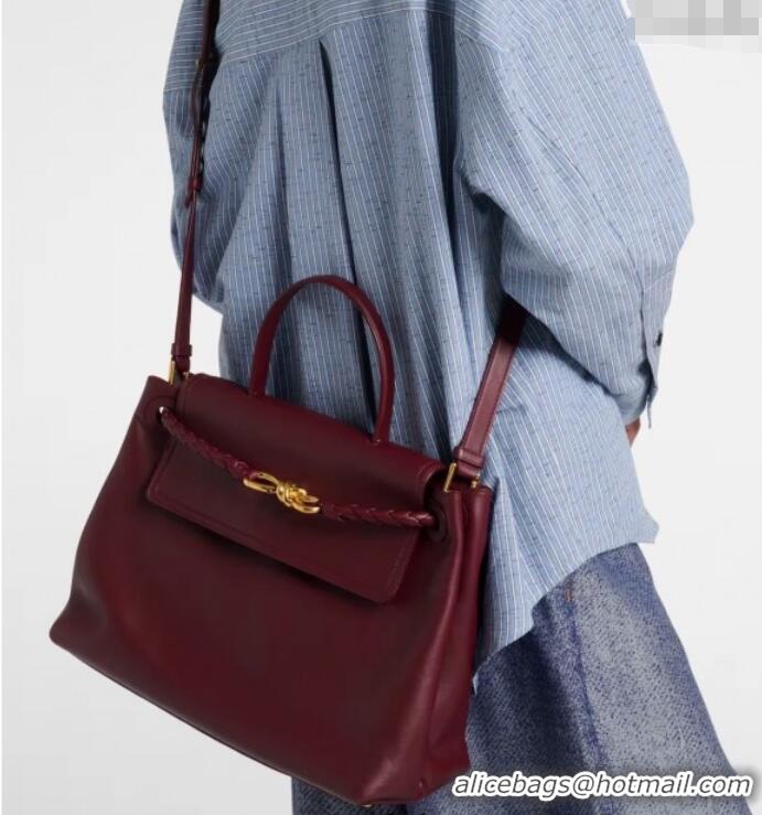 Top Grade Bottega Veneta Medium Ciao Ciao Top Handle Bag in Calf Leather 817231 Barolo Red 2025