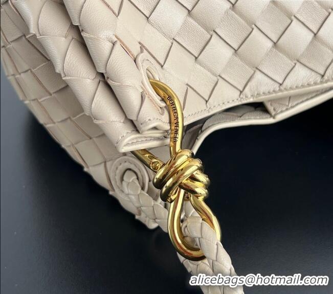 Luxury Discount Bottega Veneta Parachute Medium Shoulder Bag in Intrecciato Leather 835921 Ecru Beige 2025