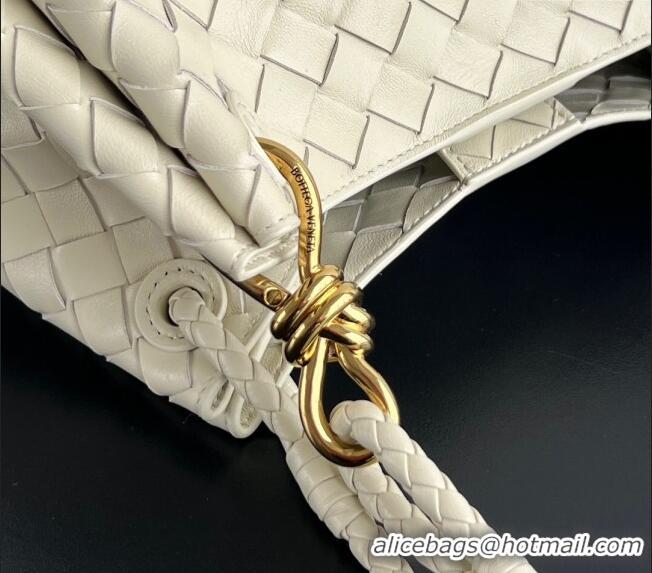 Original Cheap Bottega Veneta Parachute Medium Shoulder Bag in Intrecciato Leather 835921 Sea Salt 2025