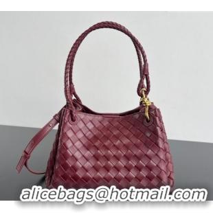 New Release Creation Bottega Veneta Parachute Medium Shoulder Bag in Intrecciato Leather 835921 Barolo Red 2025
