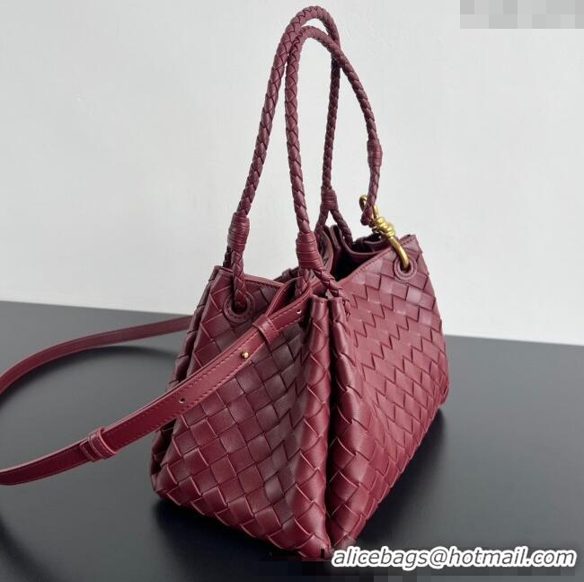 New Release Creation Bottega Veneta Parachute Medium Shoulder Bag in Intrecciato Leather 835921 Barolo Red 2025