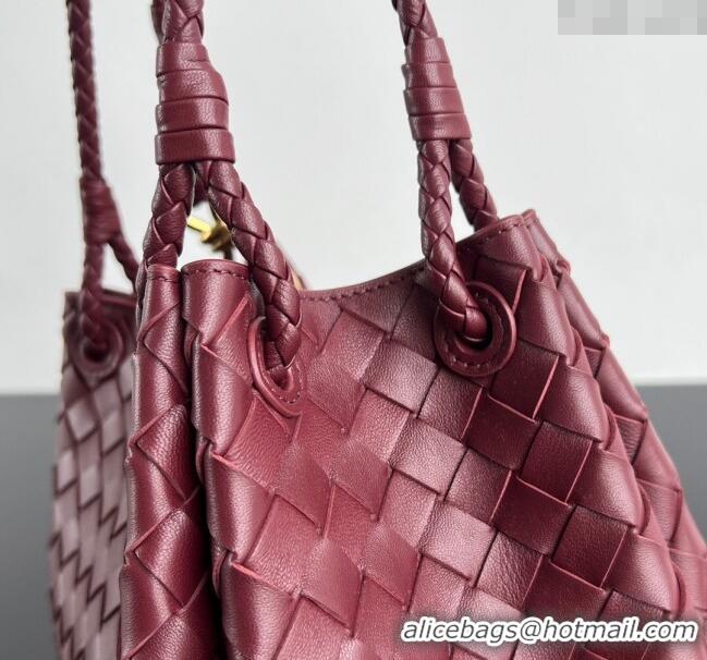 New Release Creation Bottega Veneta Parachute Medium Shoulder Bag in Intrecciato Leather 835921 Barolo Red 2025