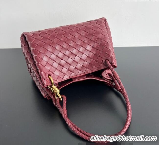 New Release Creation Bottega Veneta Parachute Medium Shoulder Bag in Intrecciato Leather 835921 Barolo Red 2025