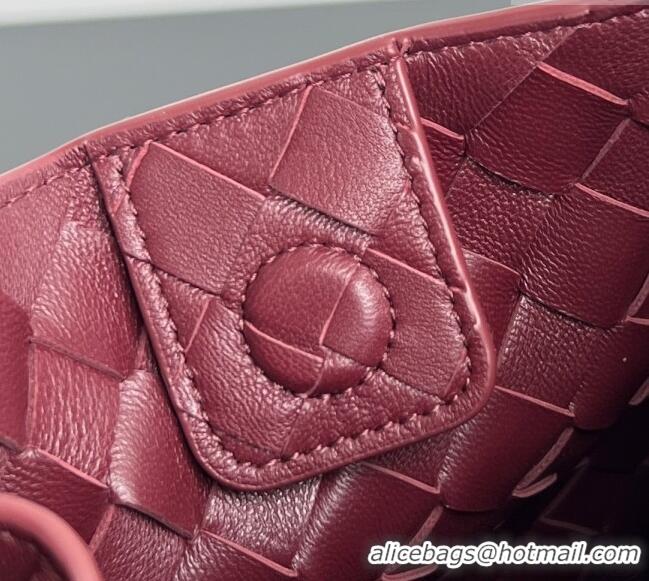 New Release Creation Bottega Veneta Parachute Medium Shoulder Bag in Intrecciato Leather 835921 Barolo Red 2025