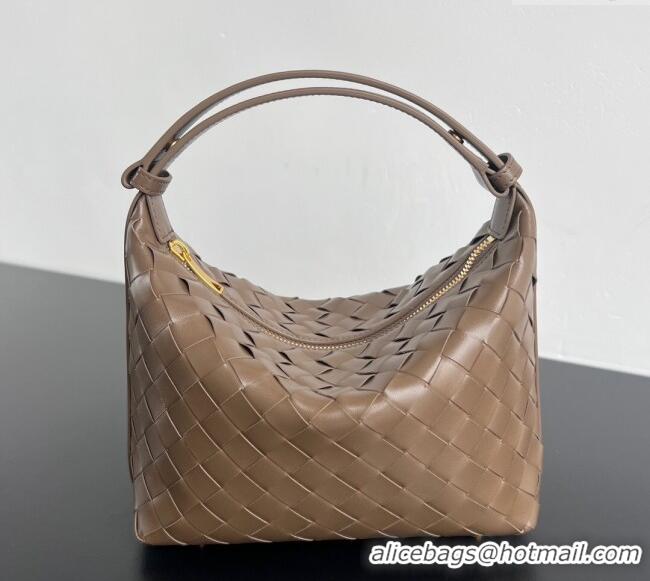 Original Cheap Bottega Veneta Mini Wallace Shoulder Bag in Intrecciato Soft Calfskin Leather 754443 Pinecone Grey 2025