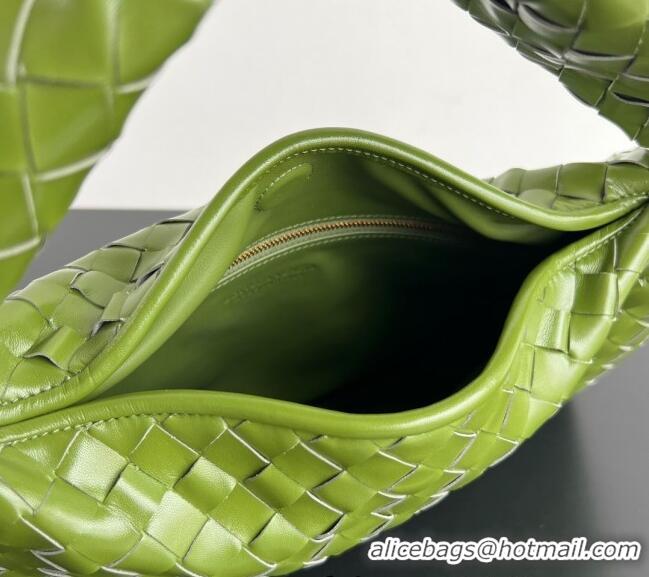 Popular Style Bottega Veneta Hop Small Hobo Bag in Intrecciato Leather 796262 Matcha Green 2025