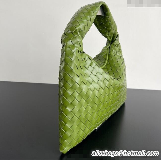 Popular Style Bottega Veneta Hop Small Hobo Bag in Intrecciato Leather 796262 Matcha Green 2025