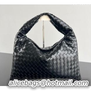 Luxury Discount Bottega Veneta Hop Small Hobo Bag in Intrecciato Leather 796262 Black 2025