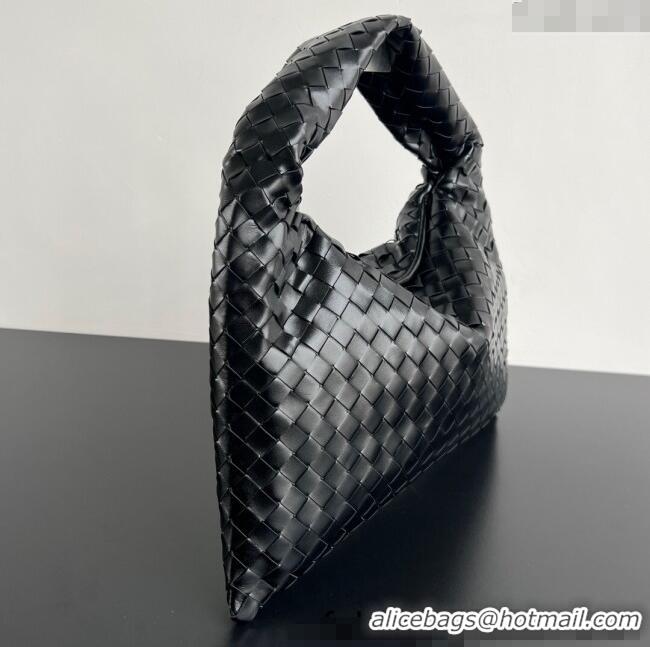 Luxury Discount Bottega Veneta Hop Small Hobo Bag in Intrecciato Leather 796262 Black 2025