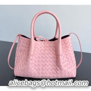 New Cheap Bottega Veneta Small Pinacoteca Tote Bag in Intrecciato Leather 819004 Rose Pink 2025